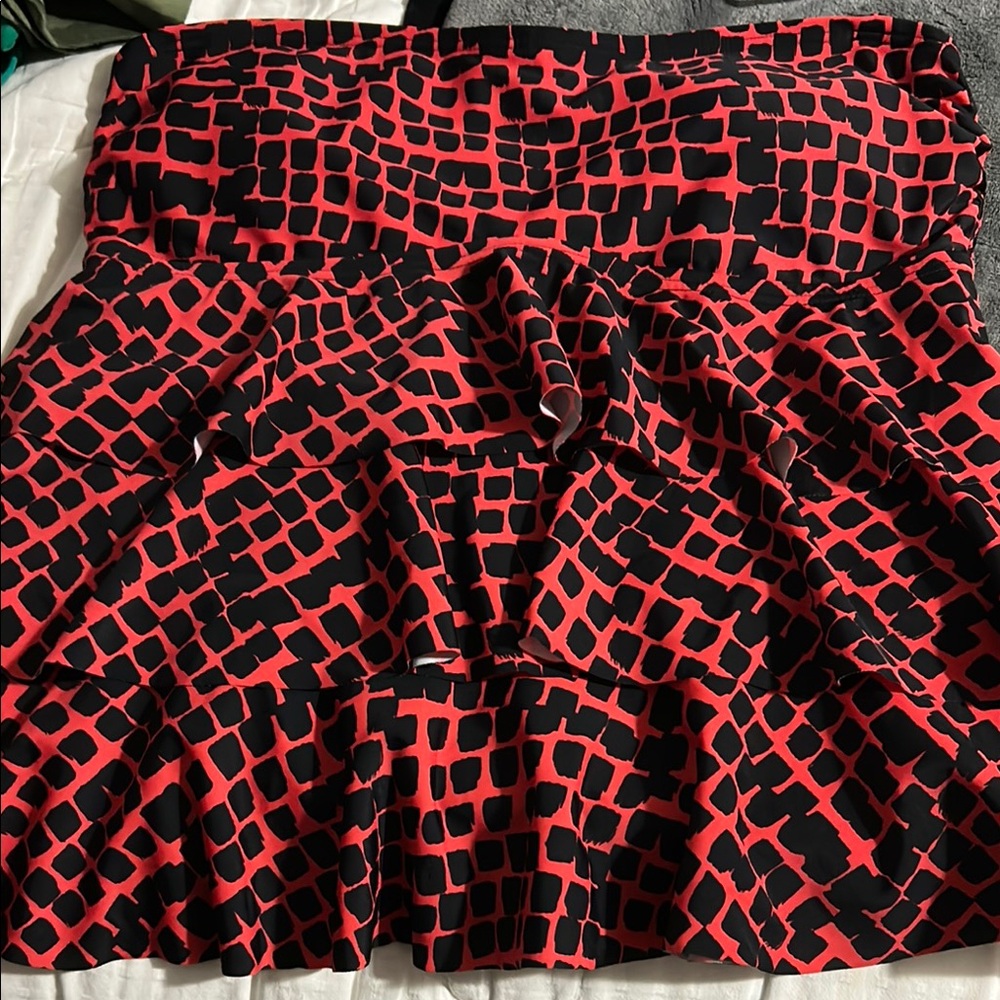 Island Escape Black and Red Pleated Bikini